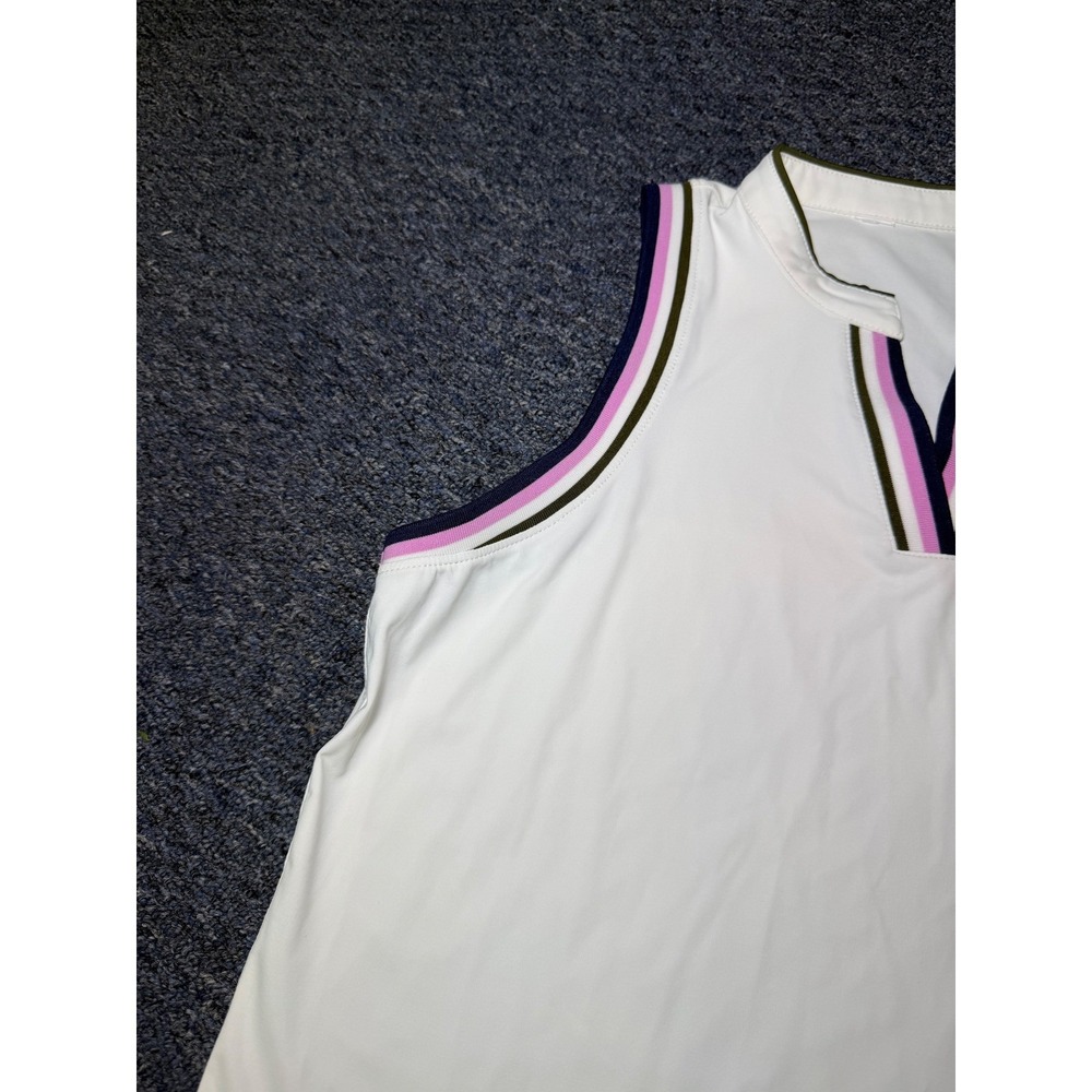 Belyn Key Womens Sleeveless Golf Top White Striped V-Neck UPF 50 New with Tags - Picture 8 of 8